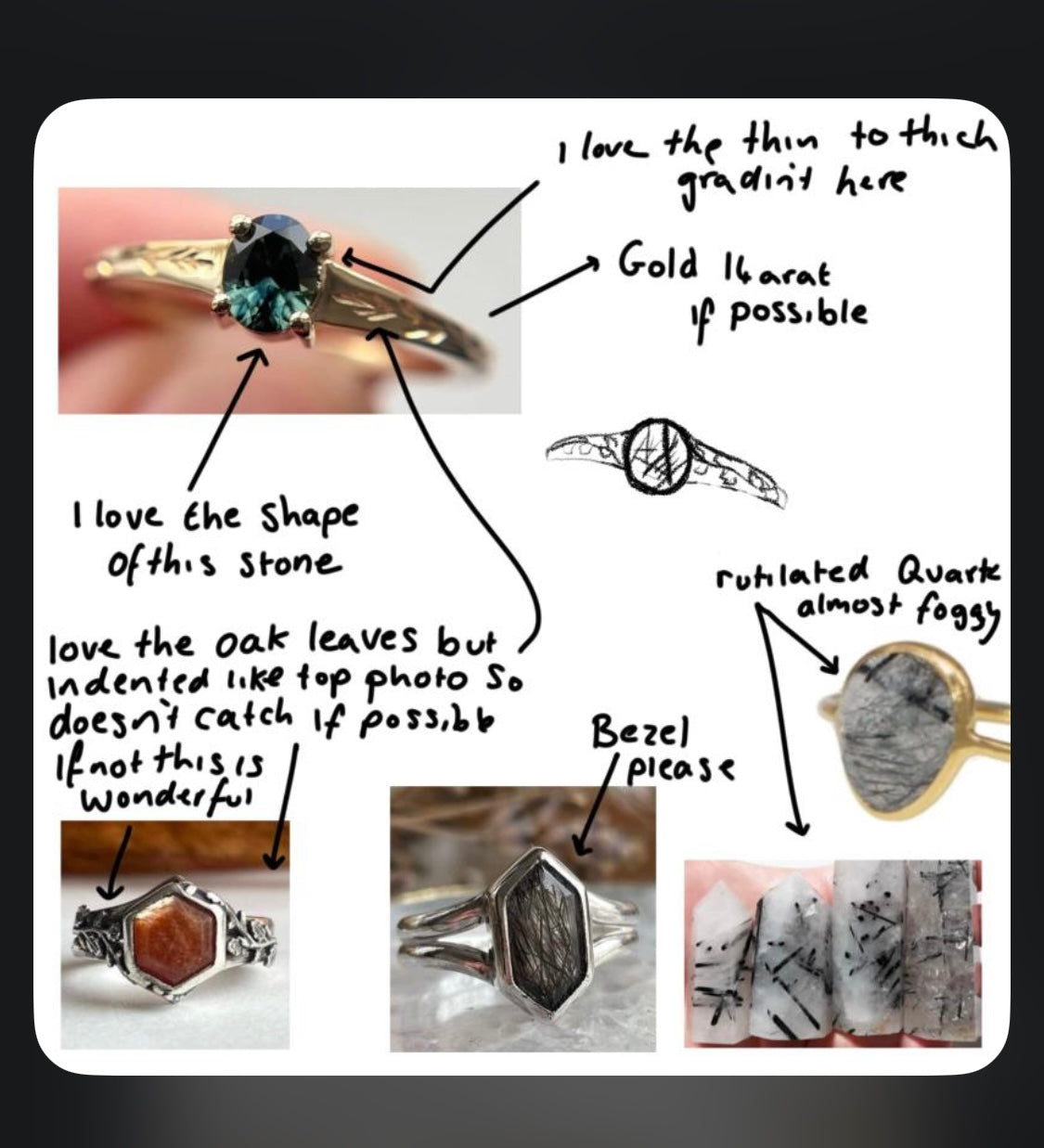 Reserved - 9ct yellow gold with rutilated quartz