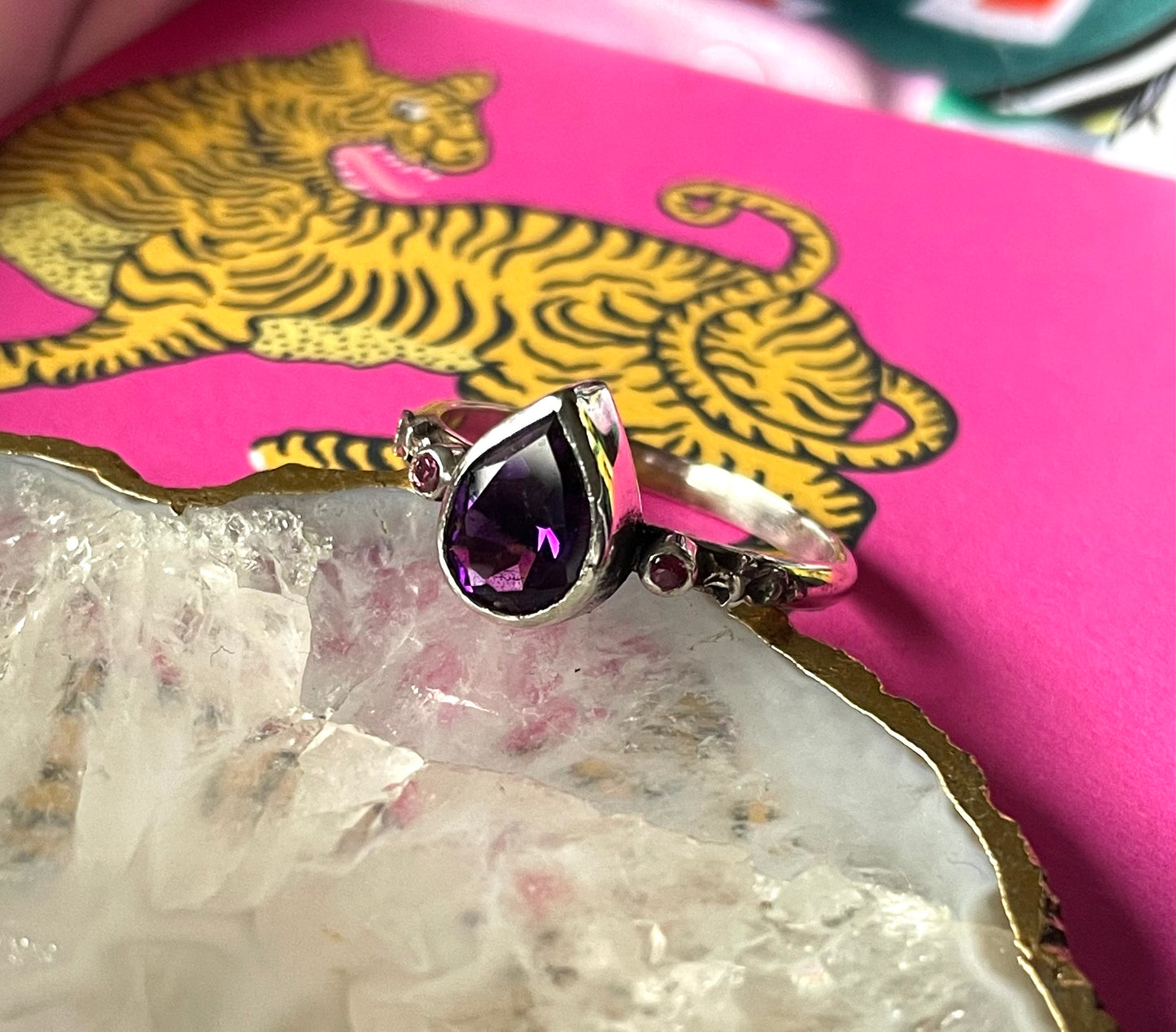 Pear with gemstone shoulders