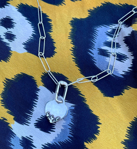 Flaming heart necklace
