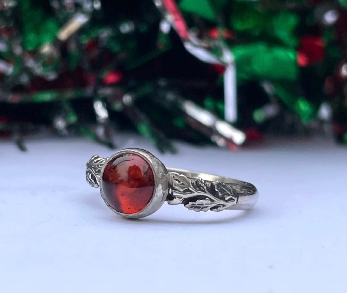 Reserved moss agate and peridot ring