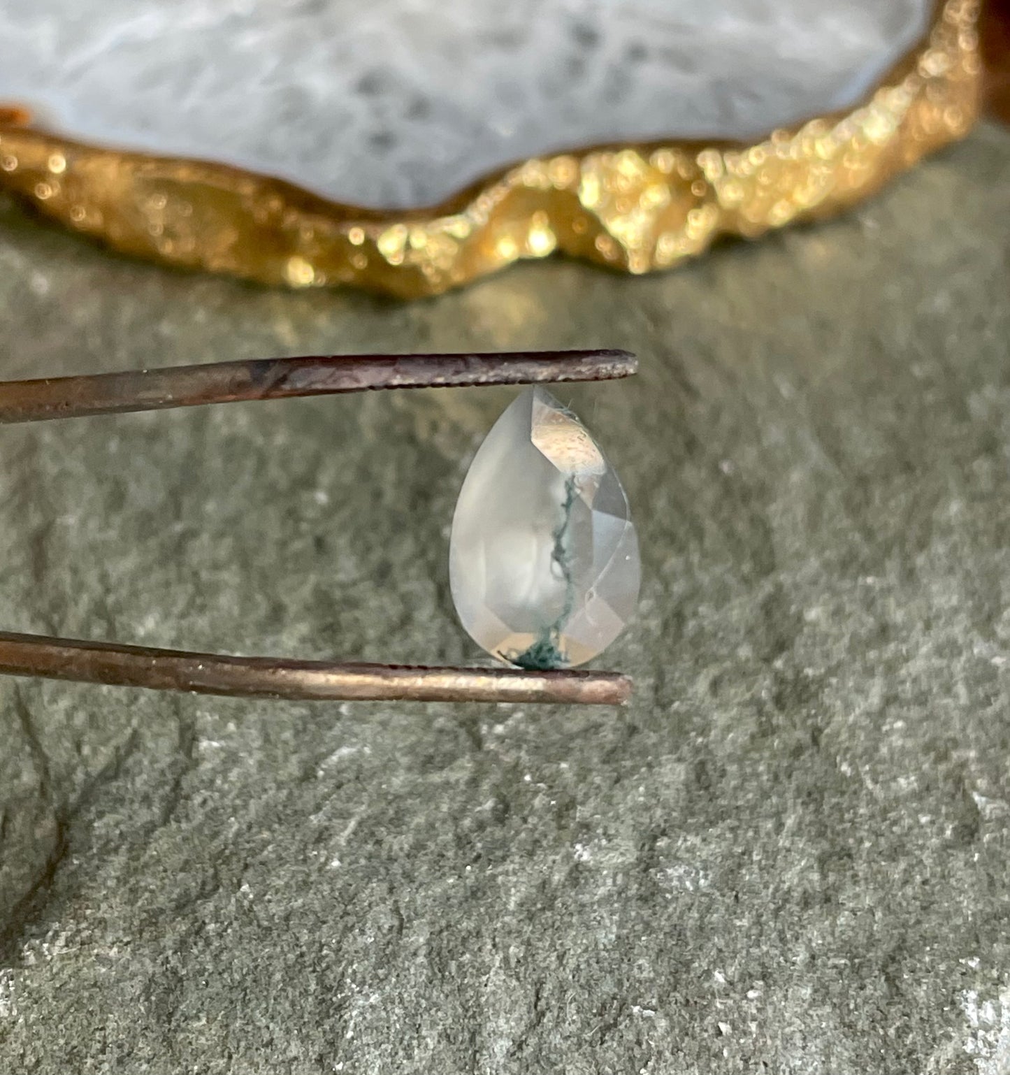 Deposit moss agate 12x7mm