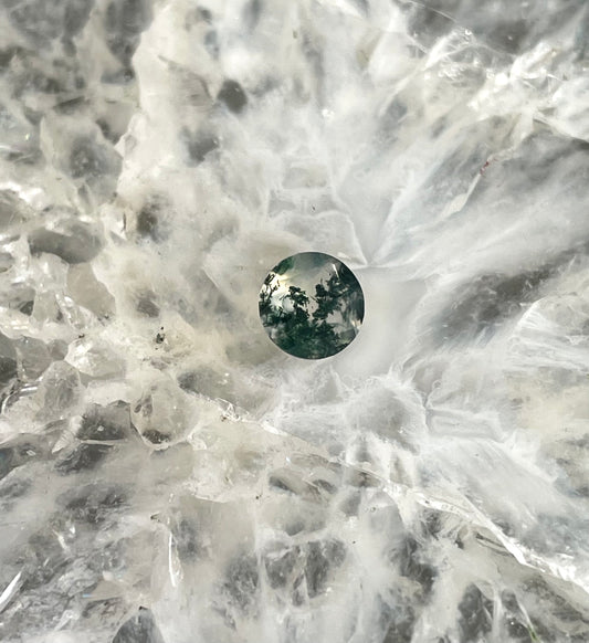 Deposited- round moss agate
