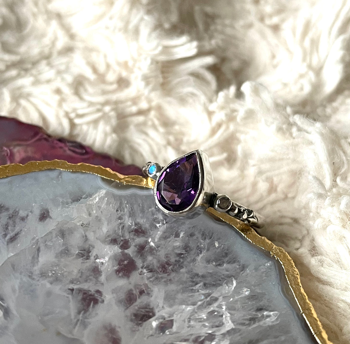 Pear with gemstone shoulders